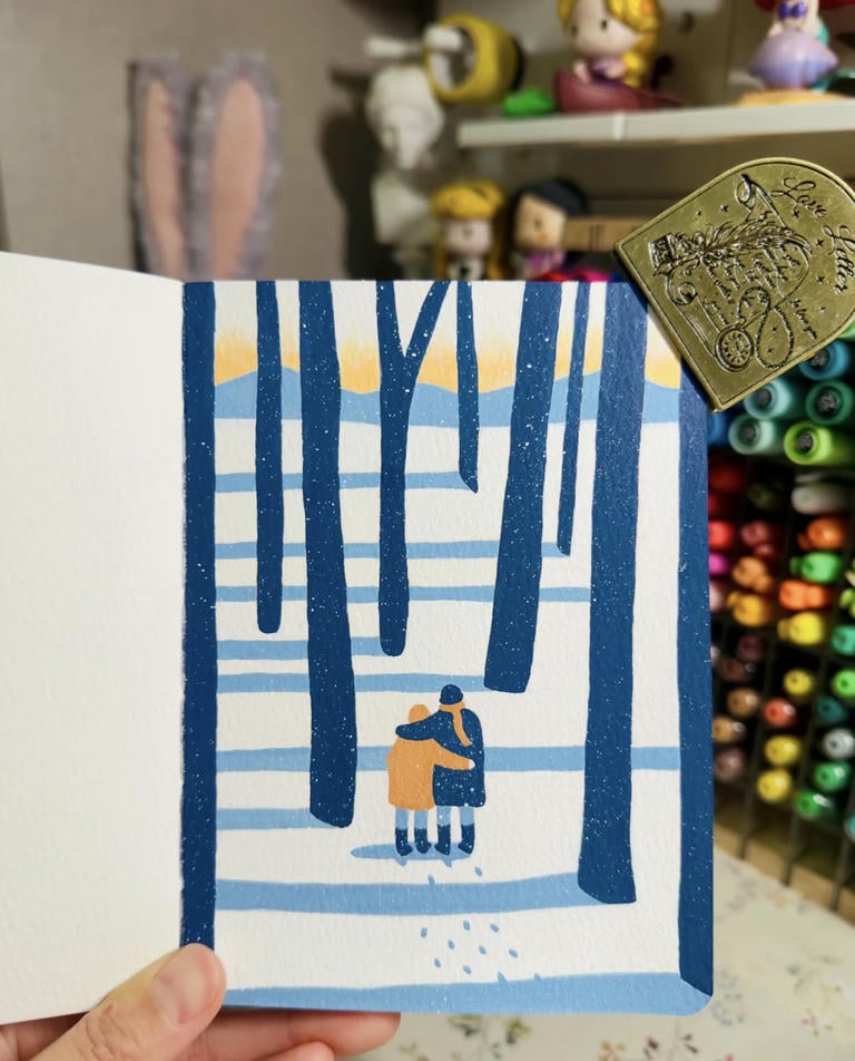 vẽ tranh mùa đông lạnh giá