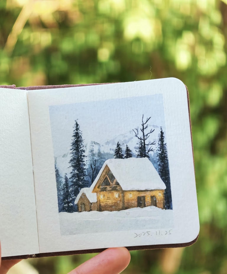 vẽ tranh mùa đông tuyết trắng