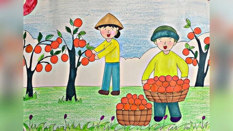 tranh vẽ mùa thu cho thiếu nhi 