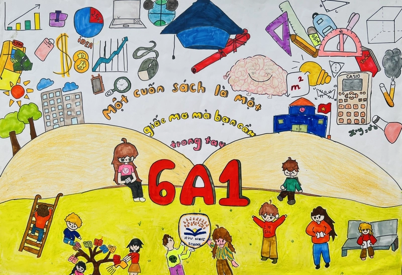 tranh vẽ về ngày hội đọc sách sáng tạo 