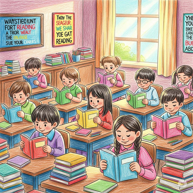 tranh vẽ ngày hội đọc sách đầy màu sắc 
