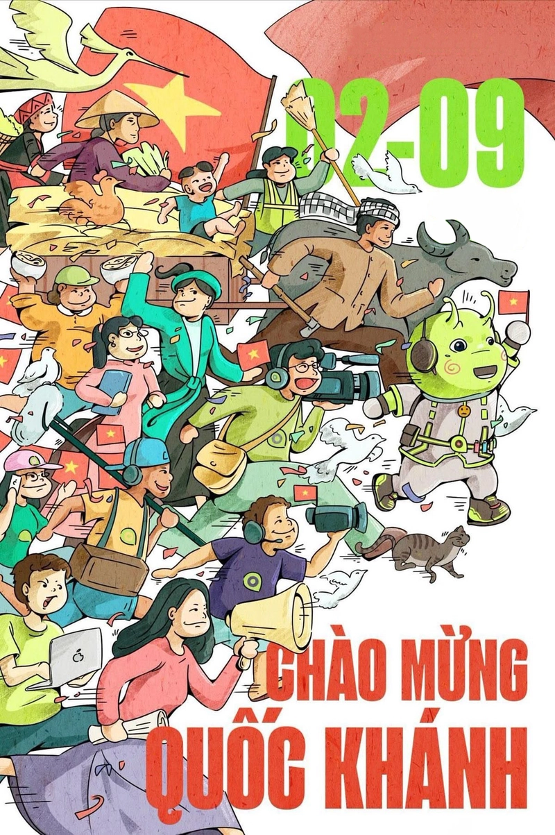 tranh vẽ ngày 2/9 đầy màu sắc 