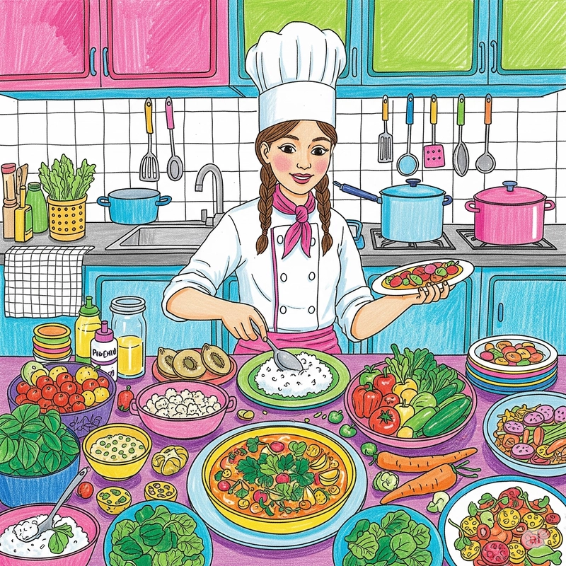 tranh đề tài ước mơ của em làm đầu bếp 