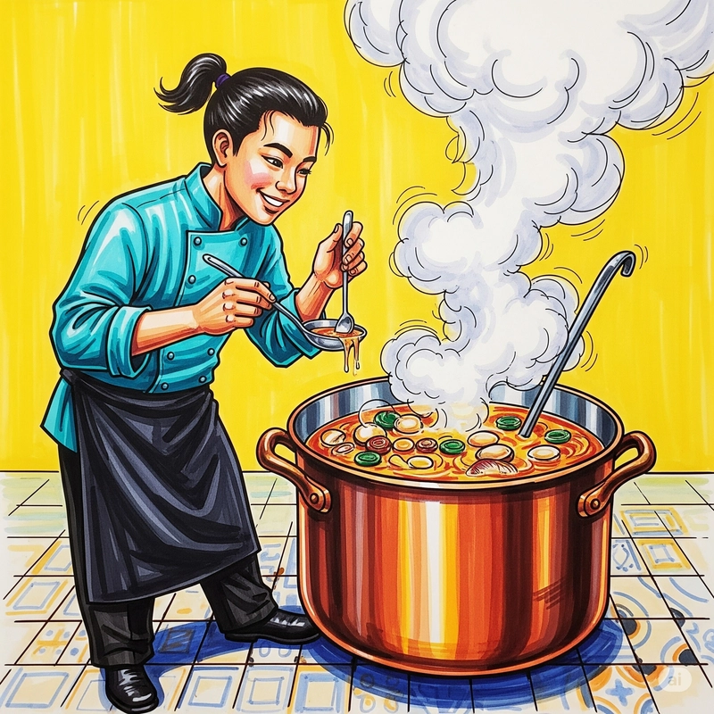 vẽ tranh nghề nghiệp đầu bếp đơn giản cho bé 