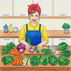 vẽ tranh nghề nghiệp đầu bếp đầy màu sắc