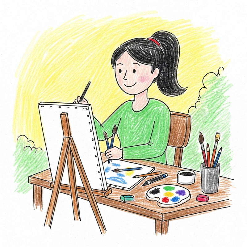 vẽ tranh nghề nghiệp họa sĩ đầy cảm hứng 