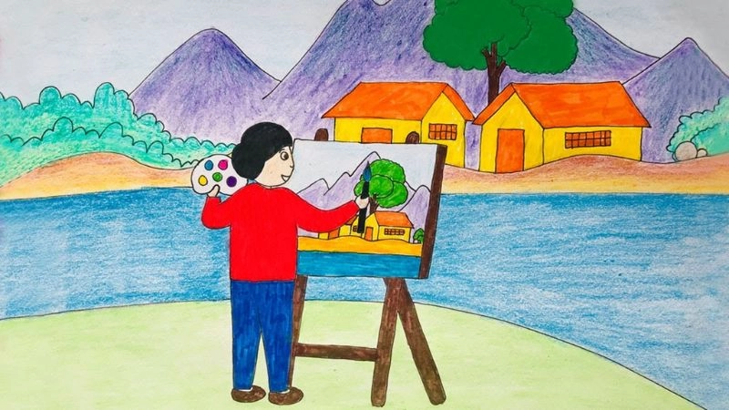 vẽ tranh nghề nghiệp họa sĩ độc đáo 
