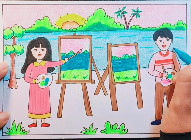 vẽ tranh nghề nghiệp họa sĩ đẹp nhất 