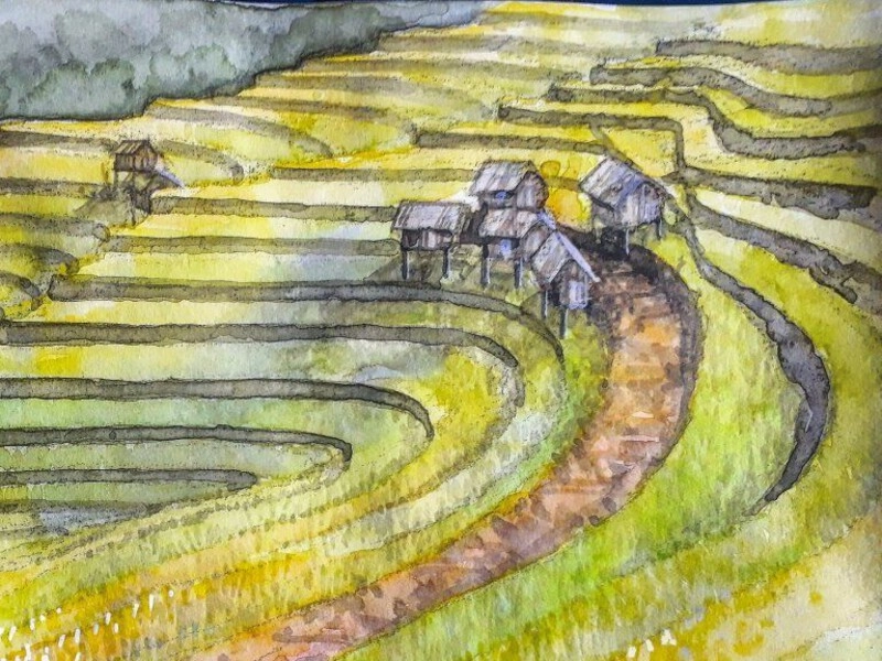 tranh ruộng bậc thang đẹp nghệ thuật 