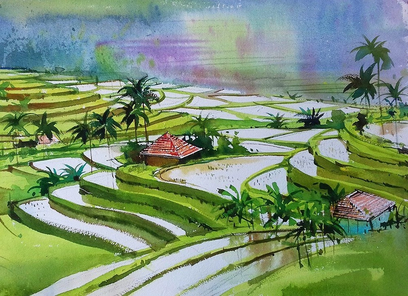tranh ruộng bậc thang vùng cao tây bắc 