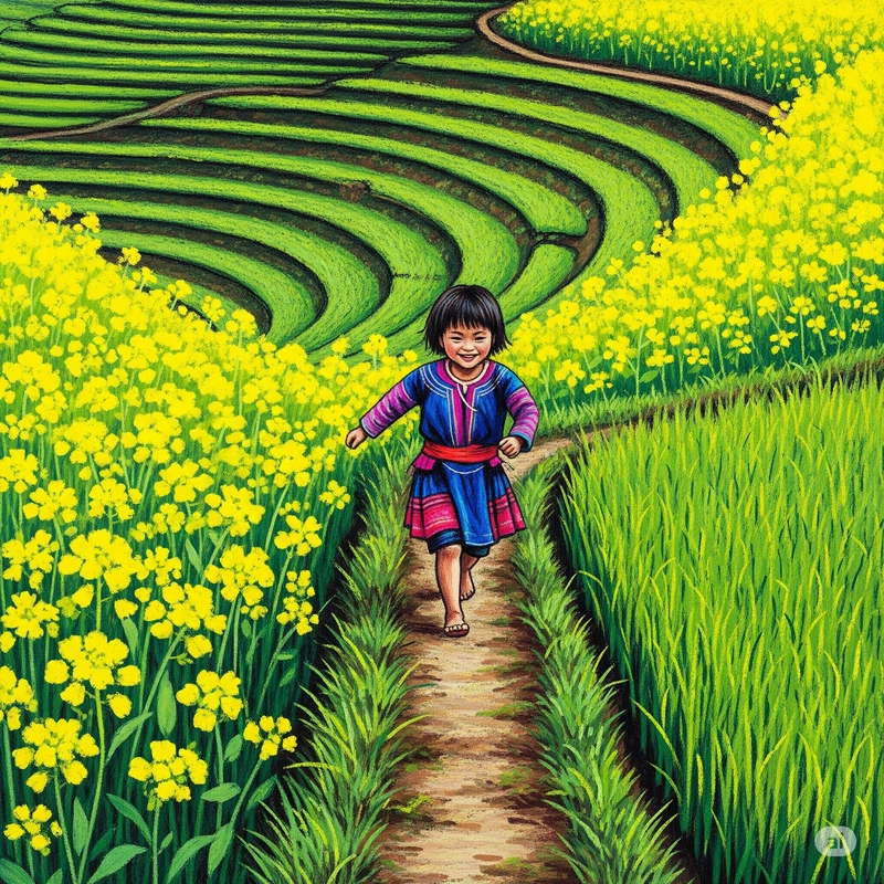 ruộng bậc thang vẽ tay dễ thực hiện 