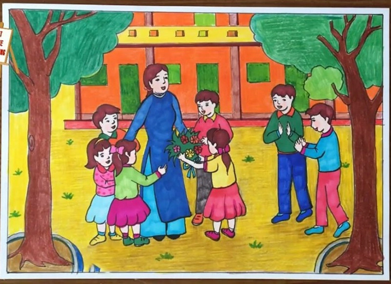 vẽ tranh tri ân thầy cô để thi vẽ 