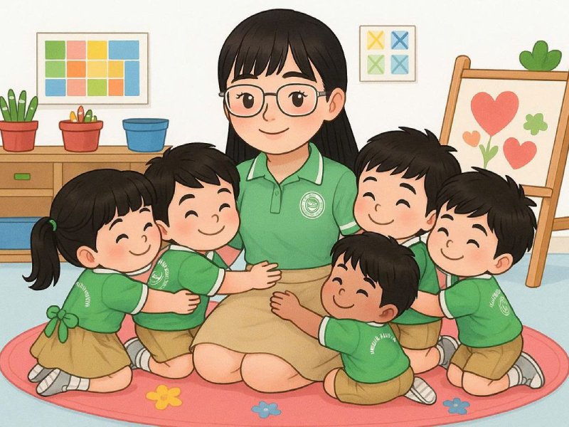 vẽ tranh thầy cô và mái trường lớp học