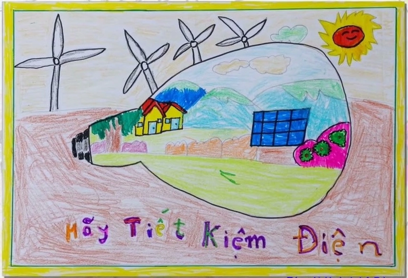 tranh vẽ tiết kiệm điện và tài nguyên 