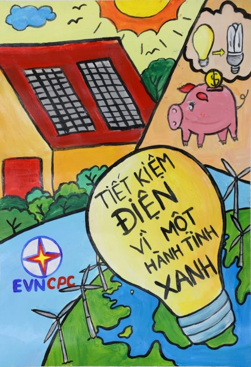 vẽ tranh tiết kiệm điện đẹp 