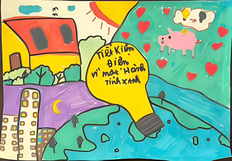 vẽ tranh tiết kiệm điện dễ hiểu 