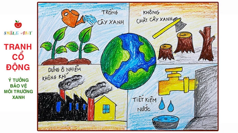 vẽ tranh chủ đề tiết kiệm nước 