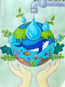 vẽ tranh môi trường tiết kiệm nước