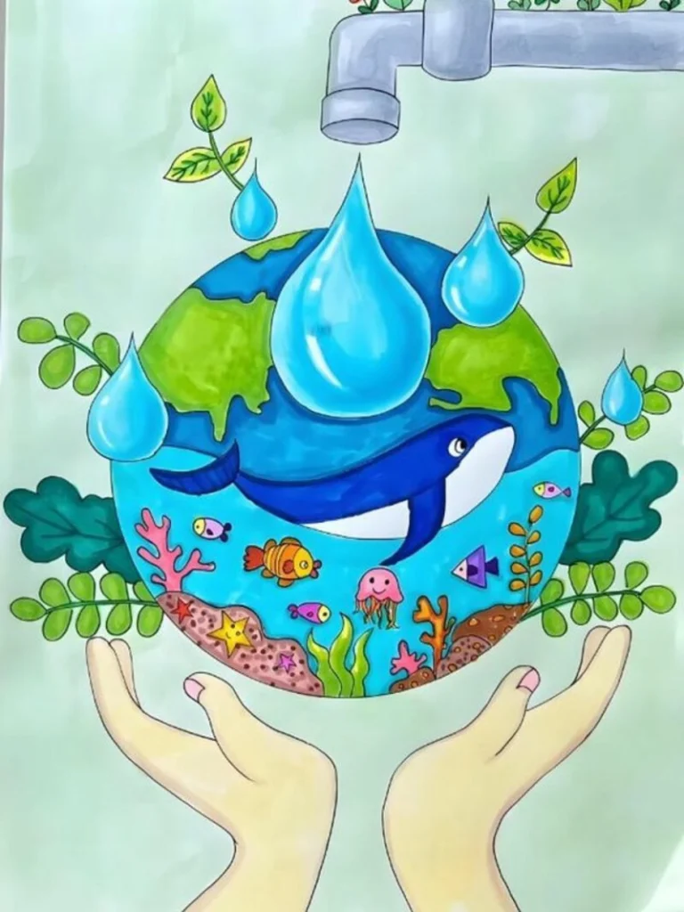vẽ tranh môi trường tiết kiệm nước
