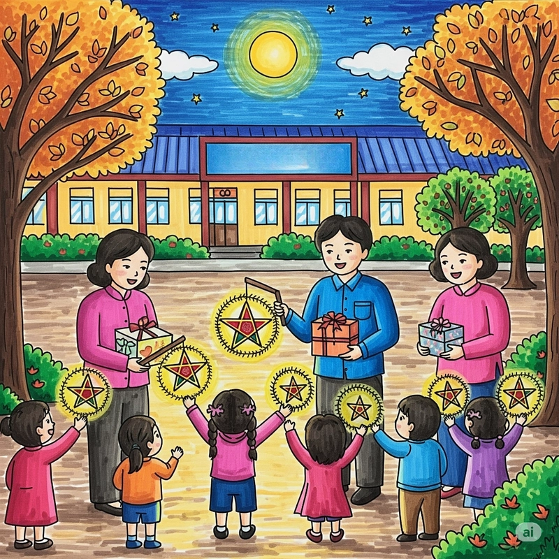 vẽ tranh vui tết trung thu 