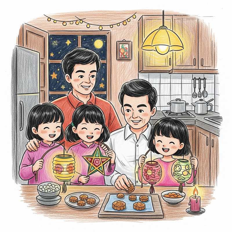 tranh trung thu đẹp nhất vẽ tay 