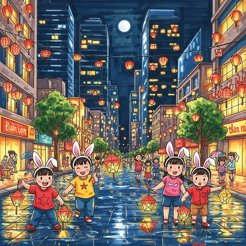 lớp 6 vẽ tranh trung thu đẹp 