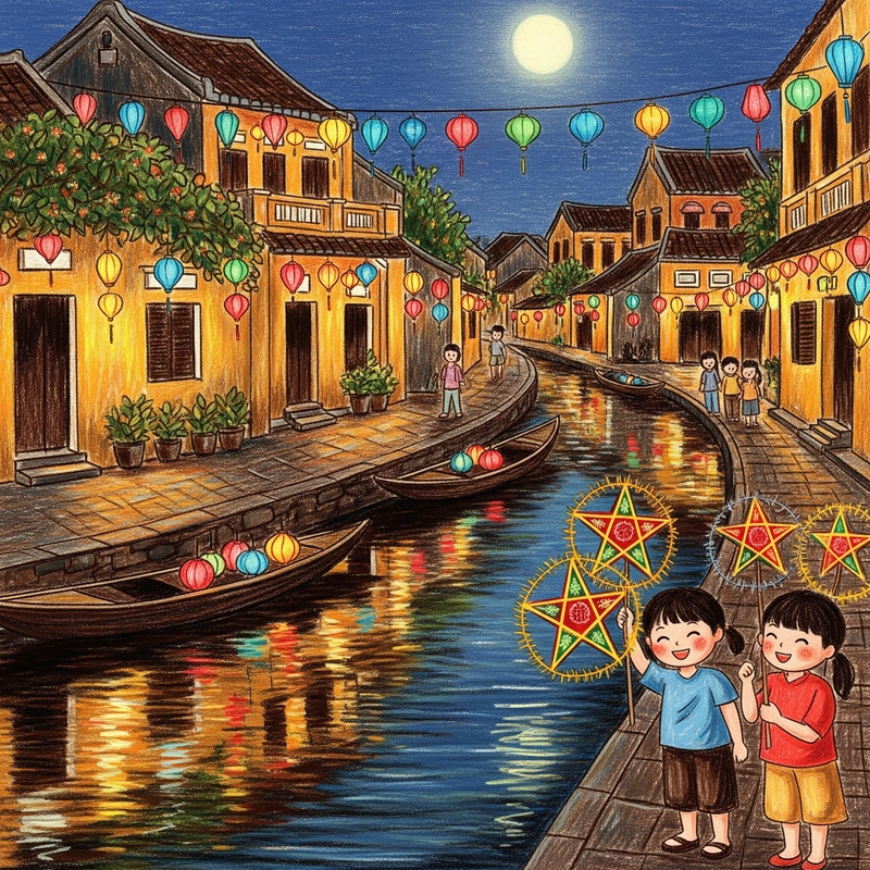 ý tưởng vẽ tranh tết trung thu 