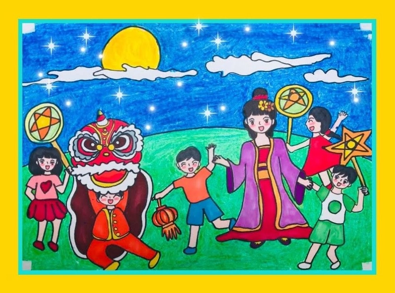 chủ đề lễ hội trung thu vẽ tranh 