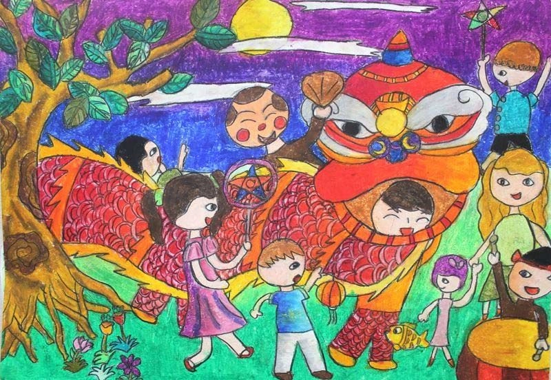 vẽ tranh lễ hội trung thu 