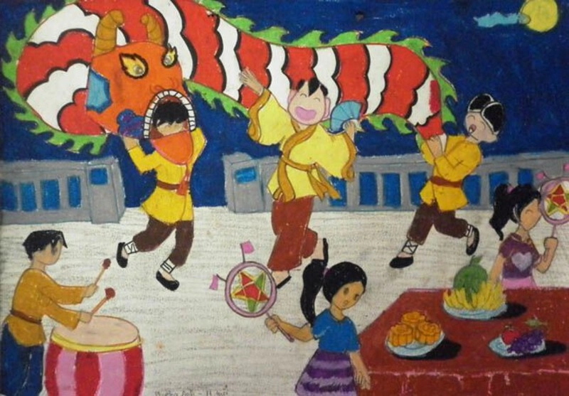 vẽ tranh chủ đề trung thu 