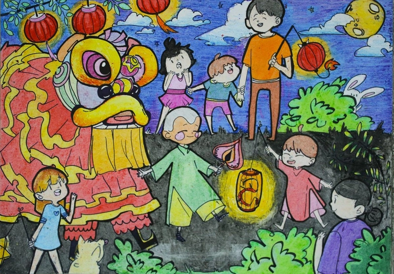 vẽ tranh trung thu lớp 6 