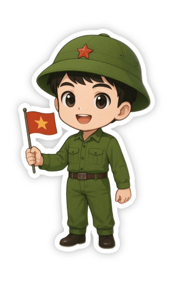 Ảnh sticker chú bộ đội cười tươi