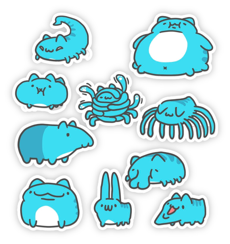 sticker capoo mèo xanh đáng yêu 