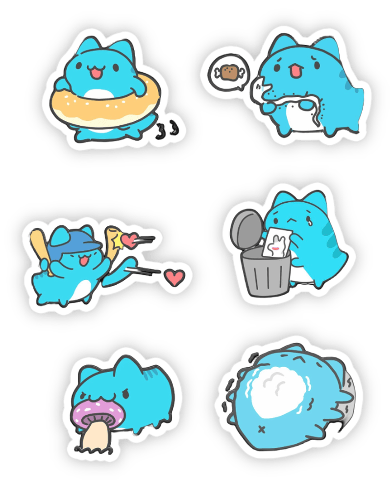sticker mèo capoo đáng yêu trên mess 