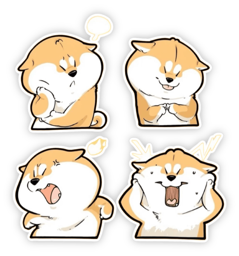 sticker hình chó shiba đáng yêu 