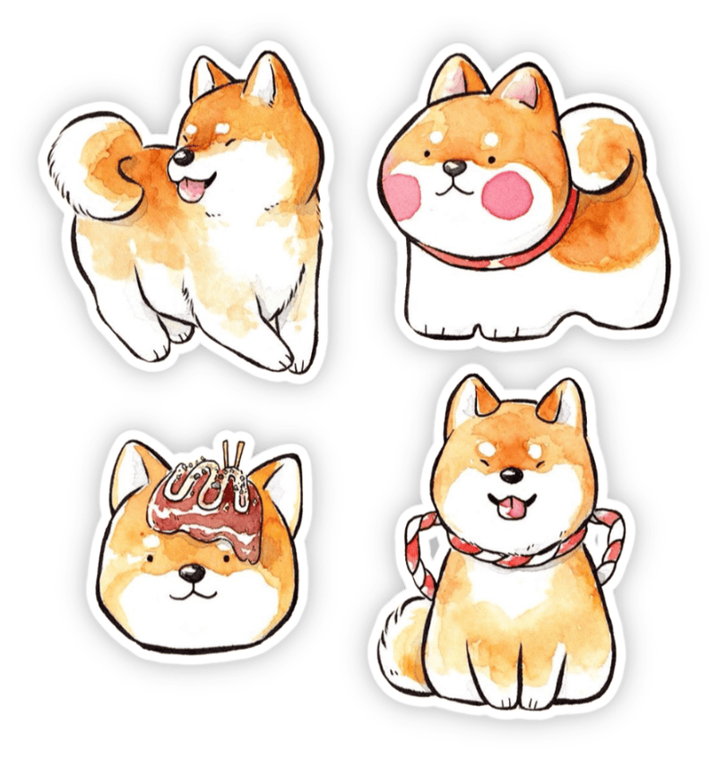 nhãn dán chó shiba hài hước 
