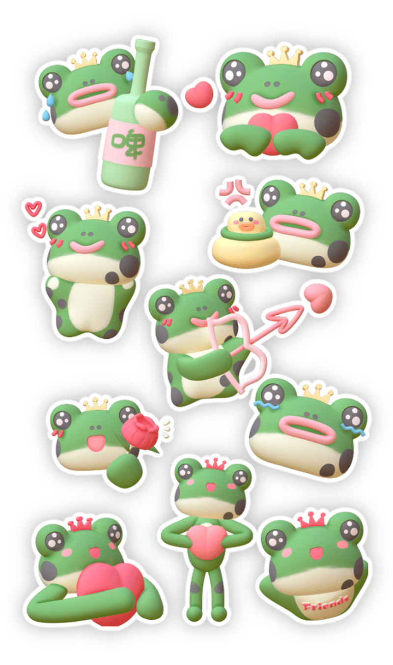 hình dán ếch xanh cute