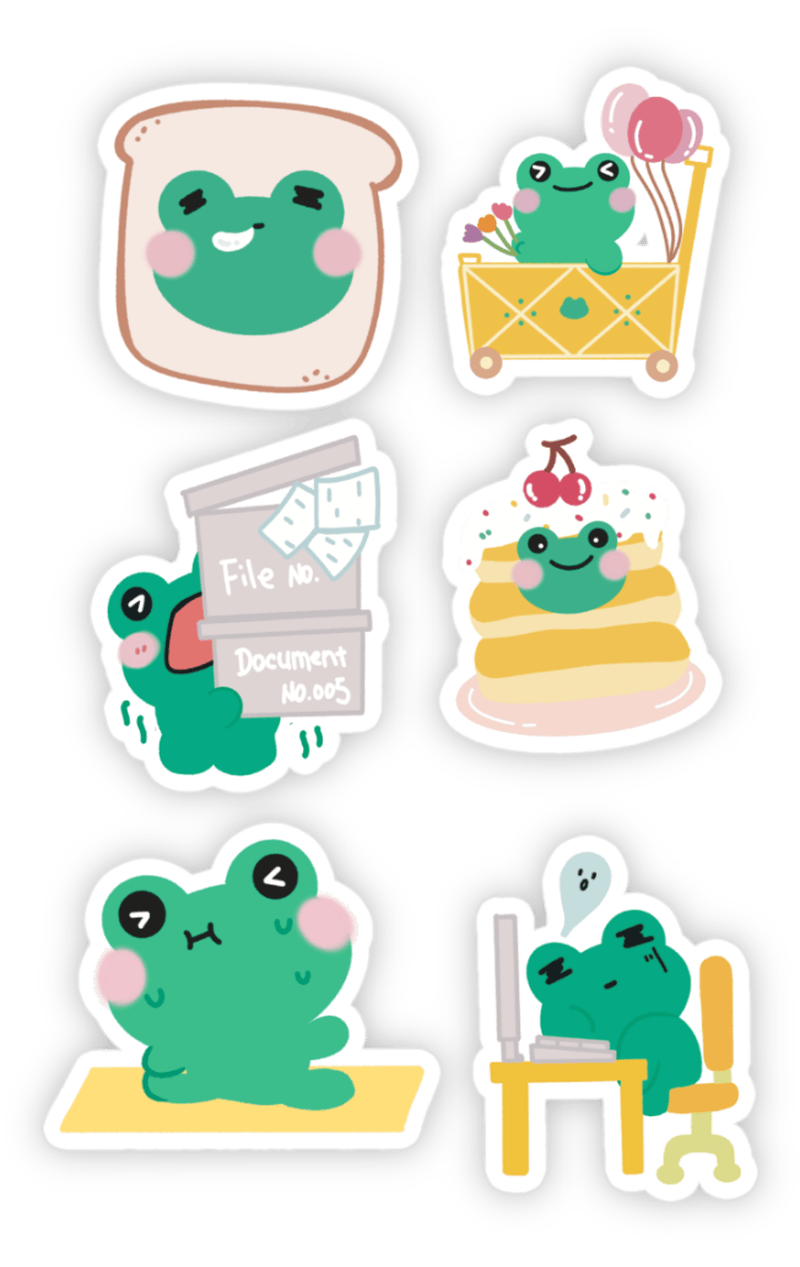 sticker con ếch màu xanh đáng yêu
