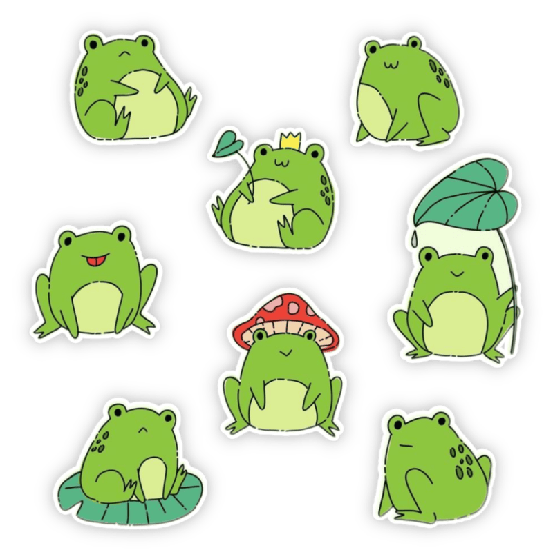 sticker hoạt hình ếch xanh cute