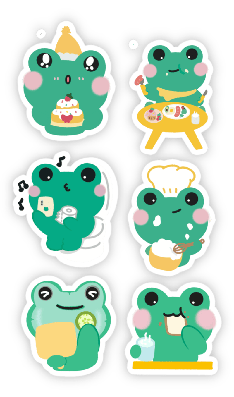 hình sticker ếch cute tươi vui
