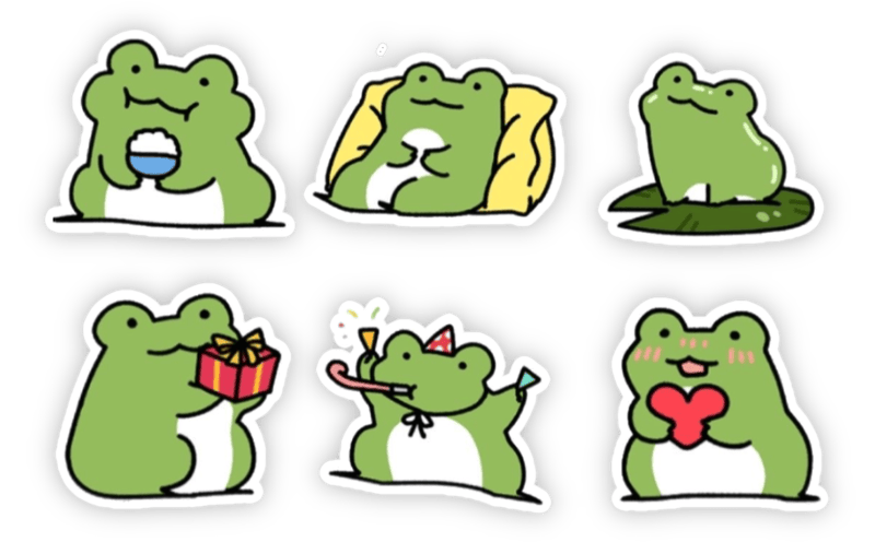 sticker ếch xanh hoạt hình dễ thương