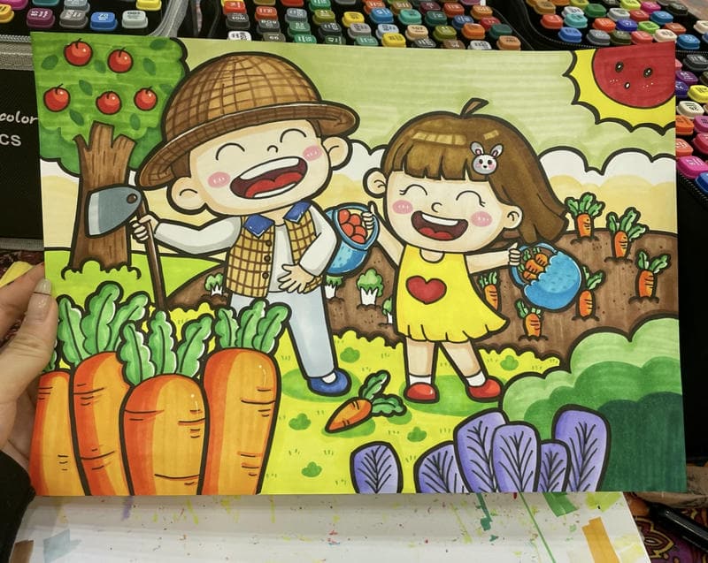 Bức tranh buổi chiều dọn vườn