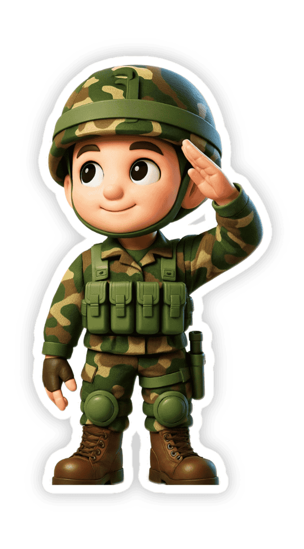 Chú bộ đội chibi làm sticker