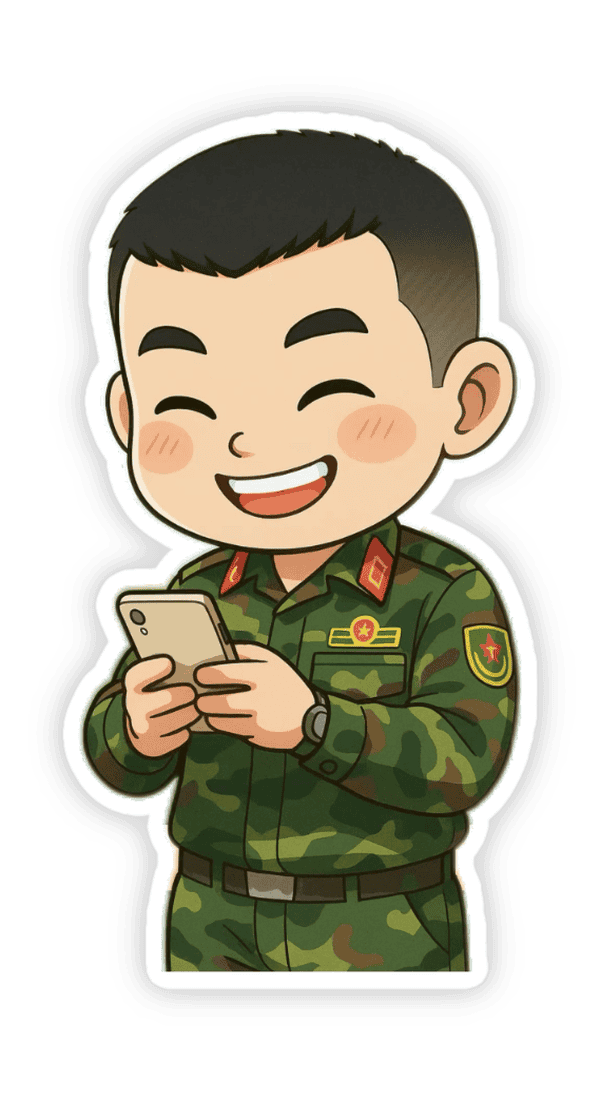 Hình nhãn dán chú bộ đội siêu cute