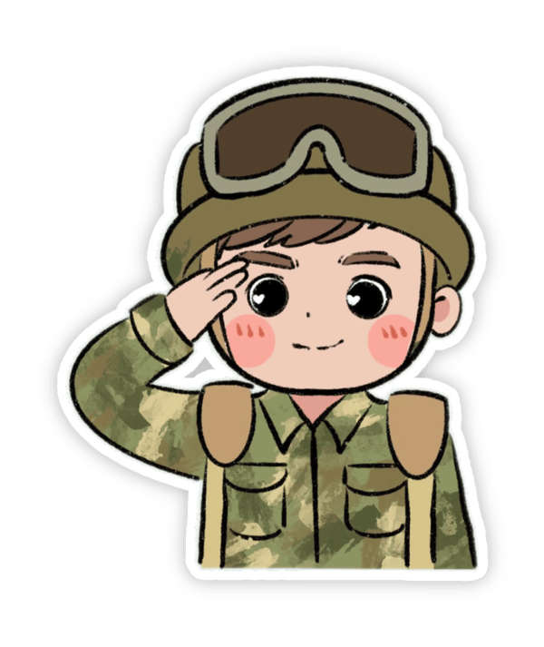 Hình sticker chú bộ đội kính chào
