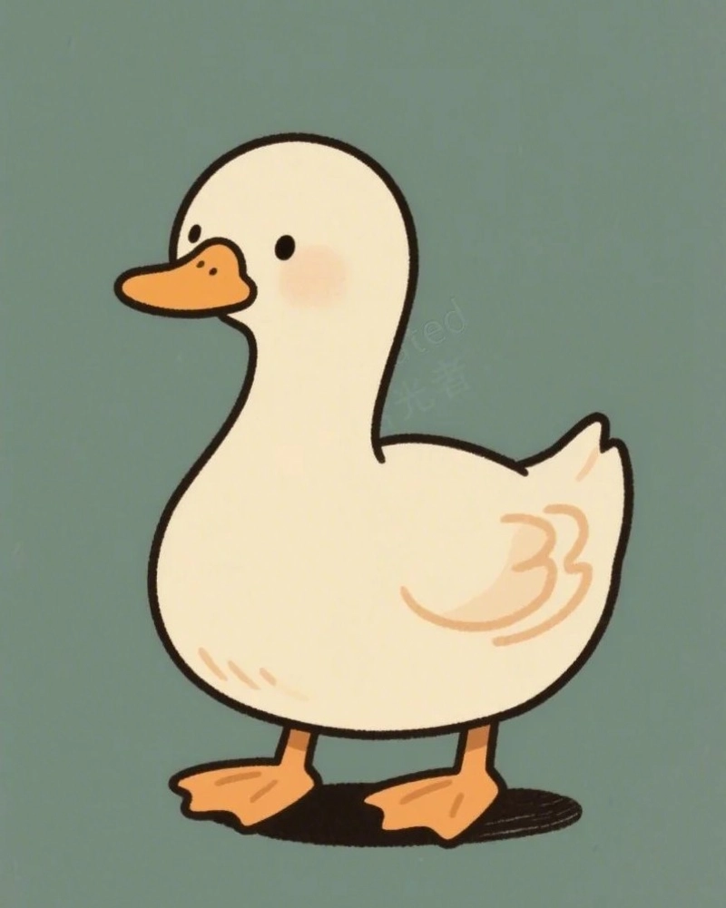 Hình vẽ con vịt cute dáng đứng đơn giản nền xanh