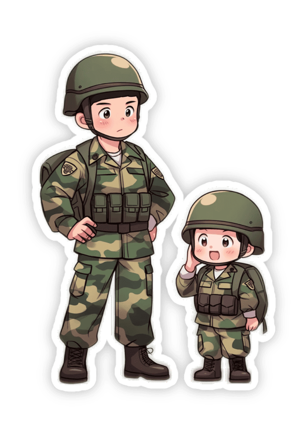 Mẫu sticker chú bộ đội lớn và bé