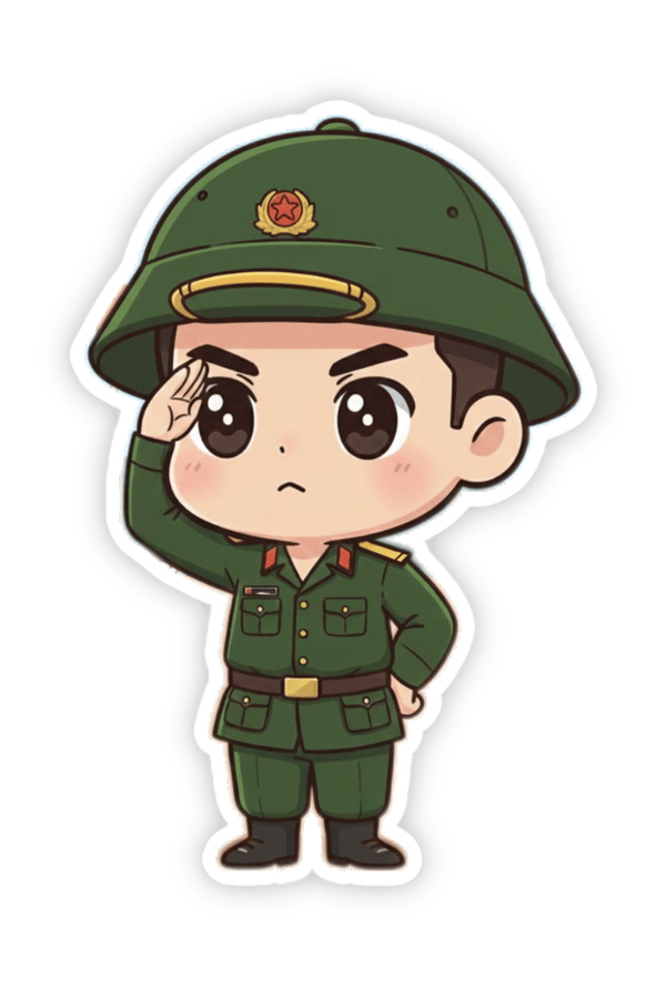 Set sticker chú bộ đội quân phục xanh