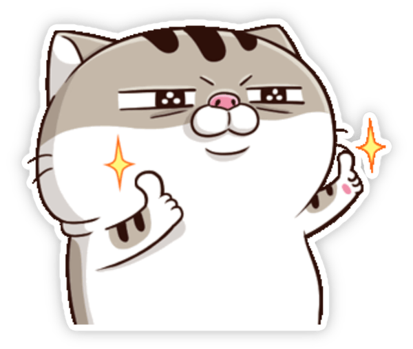 sticker mèo ami mặt tròn bụng to 