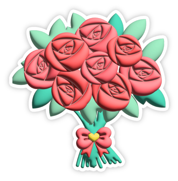 Sticker bó hoa màu nước